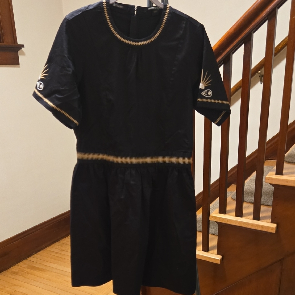 Scotch & Soda Womens Medium Embroidered Black Dress Zipper Back